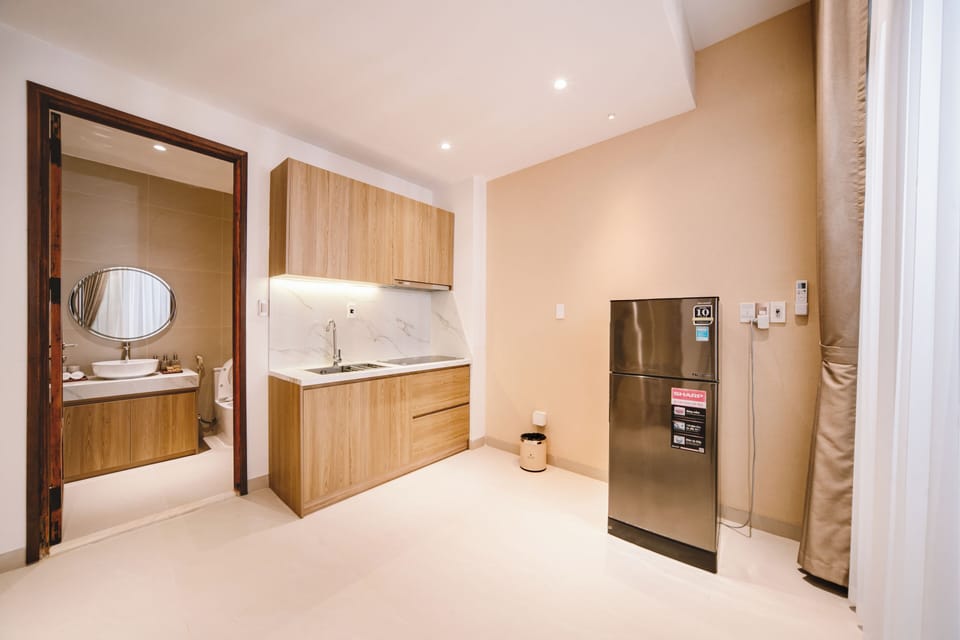 Deluxe Studio, Garden View, Ground Floor | Private kitchen | Fridge, eco-friendly cleaning products, reusable coffee/tea filters