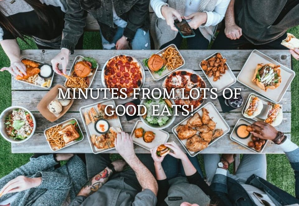 Treat your taste buds to a variety of delicious local cuisine, all just minutes away from an array of great eateries!