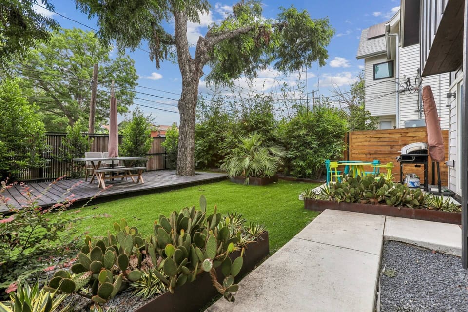 Outdoor oasis in the front yard with gas BBQ