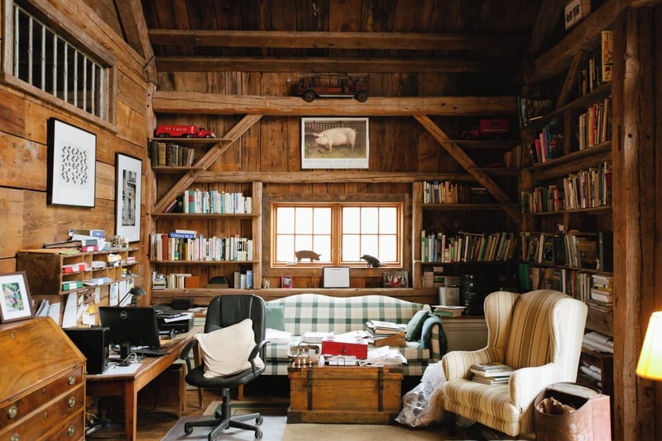 Penny's office and library she gladly shares with guests. 