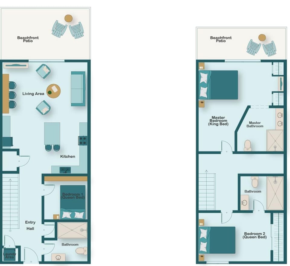 Check out this floorplan for Seagull Villas 4! This beautifully Remodeled, Beachfront Townhome offers Gulf Views Galore and your very own Private Beach!