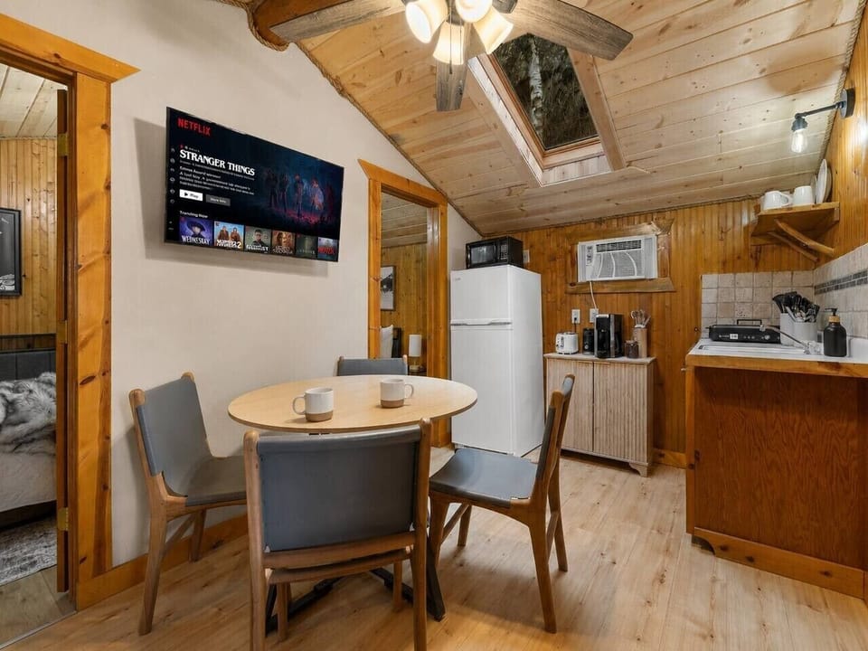 Enjoy simple meals and meaningful moments in the cabin dining area.