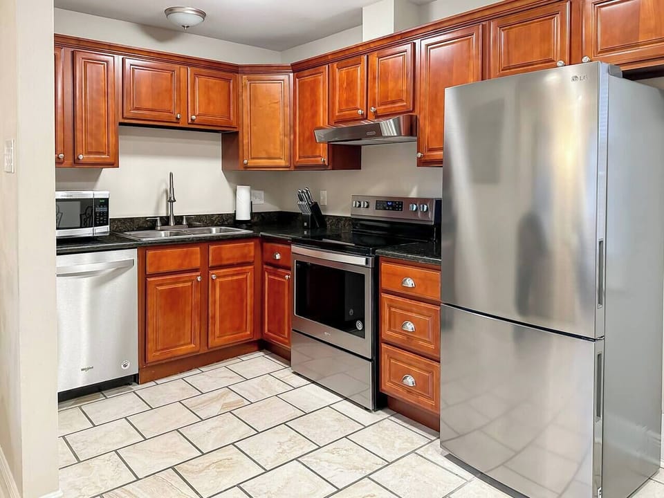 Spacious kitchen with everything you need for an extended stay.