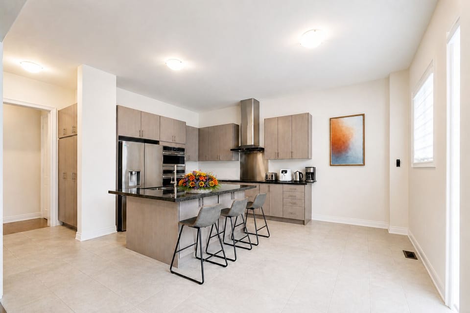 Bright modern kitchen with large island seating for 4