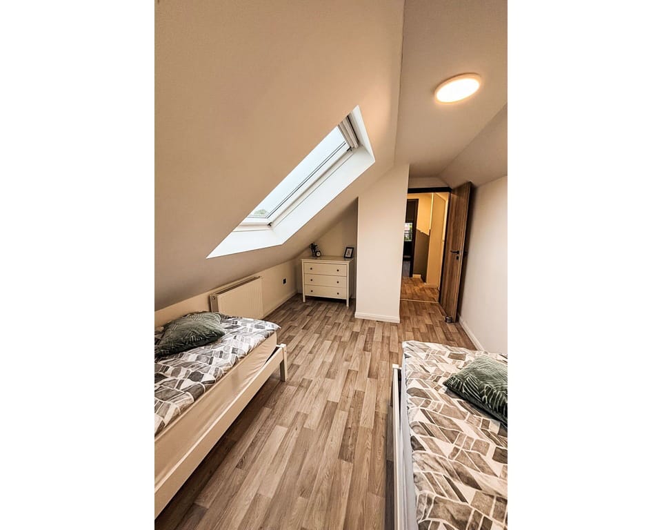 Bedroom, Bed, Floor, Flooring, Interior Design, Wood, Furniture, Ceiling, Bedding, Room