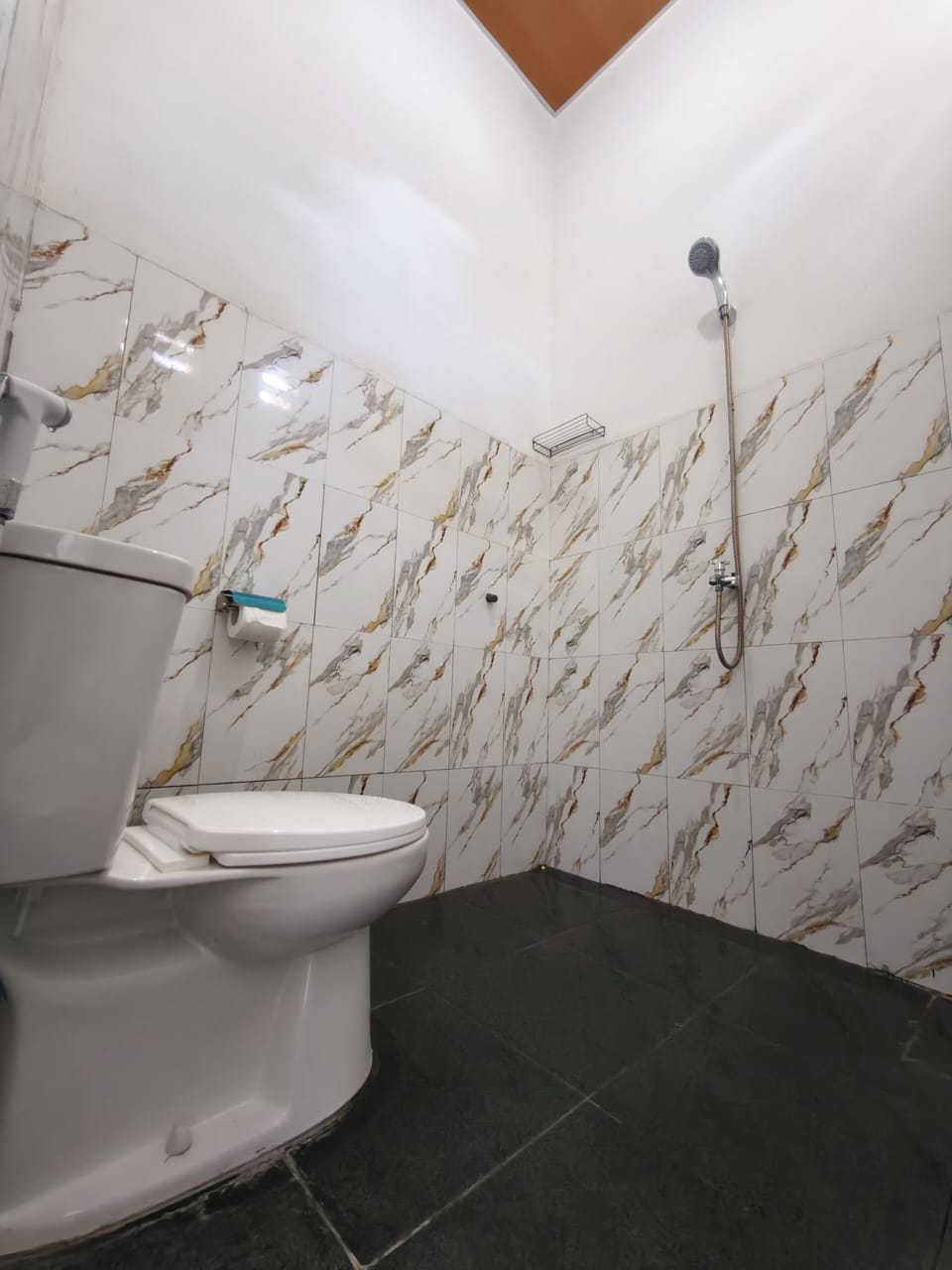 Shower, rainfall showerhead, free toiletries, bidet