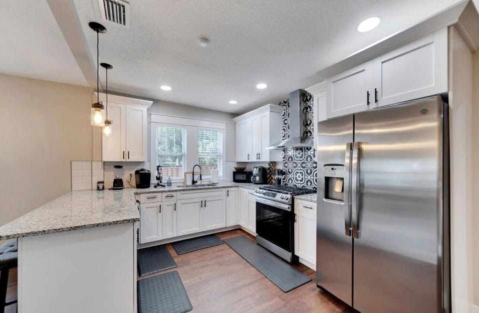 Modern kitchen with barstool seating