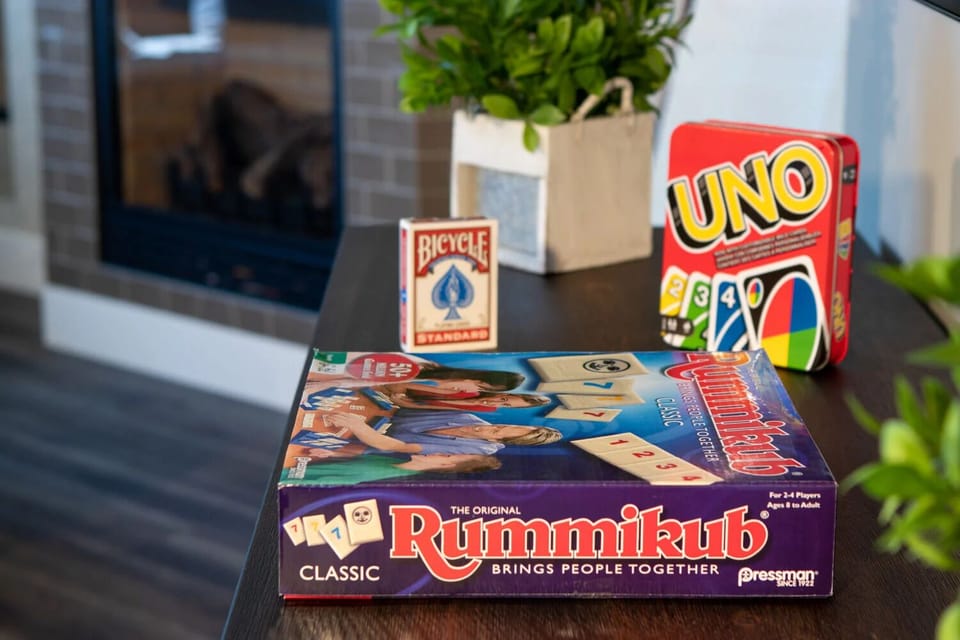 Board games on hand for family fun, rainy days, and friendly competition.