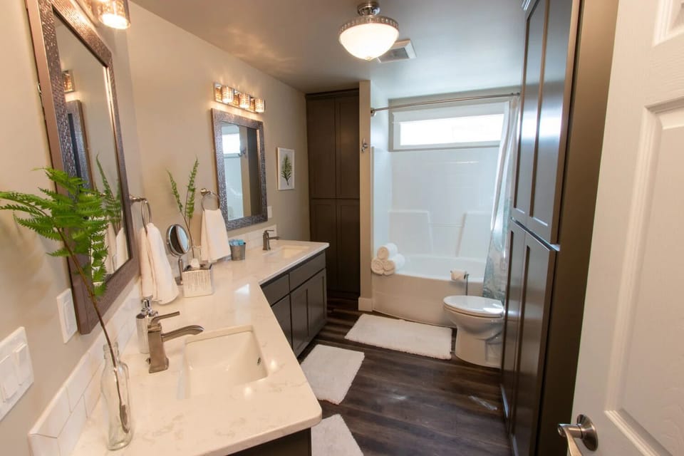 The one full bath: tub, shower, double vanity