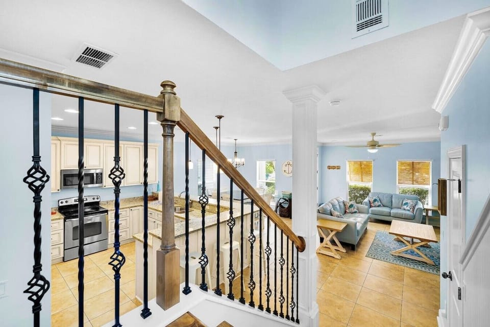 Overlooking the entire coastal interior, the upper landing reveals just how spacious this home truly is.