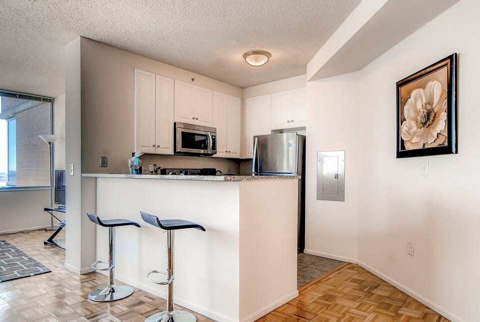 Luxury Apartment, 1 Bedroom | Private kitchen | Full-size fridge, microwave, oven, stovetop