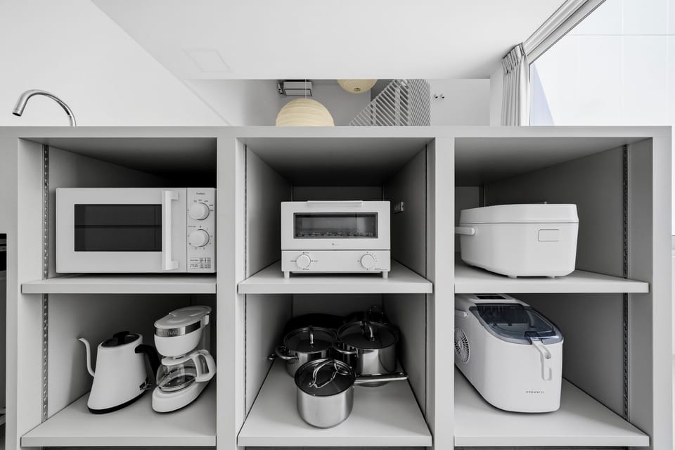 Apartment | Private kitchen | Fridge, microwave, stovetop, rice cooker