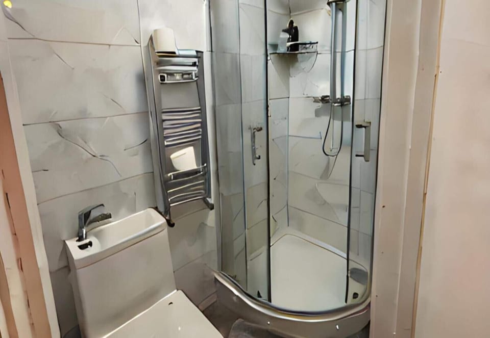 Combined shower/tub, deep soaking tub, hair dryer, towels
