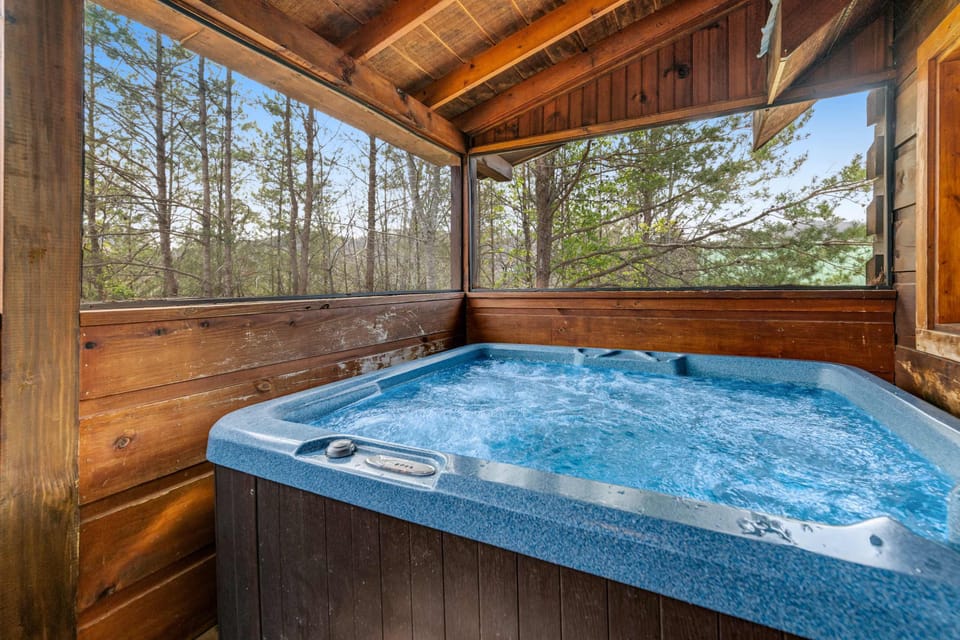 Hot Tub Retreat, soak in serenity with forest views and bubbling waters just steps away!