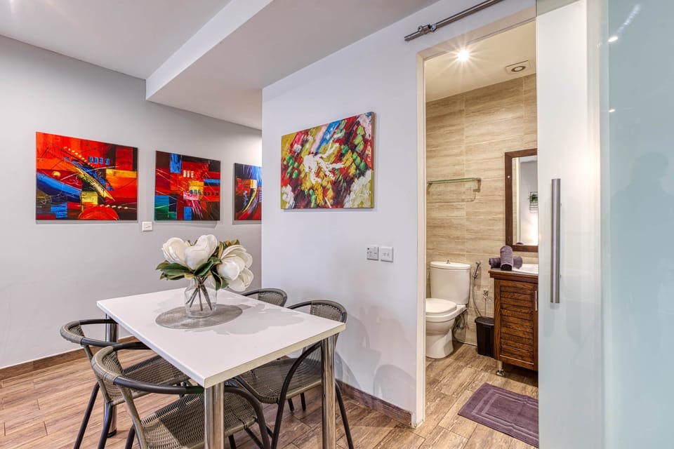 Modern bathroom with walk-in shower