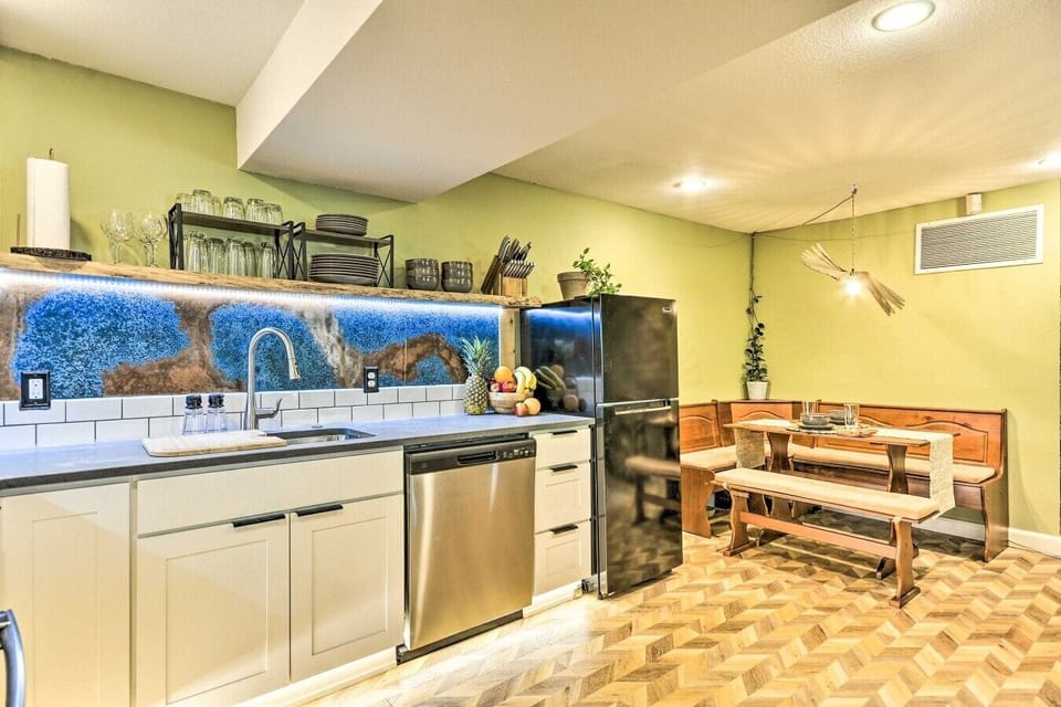 Kitchen | Stainless Steel Appliances | Breakfast Nook & Open Shelving