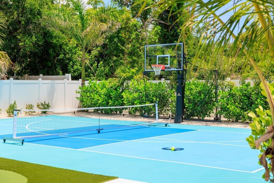 Regulation size Pickleball Court - 30` x 60` Plus Basketball Hoop