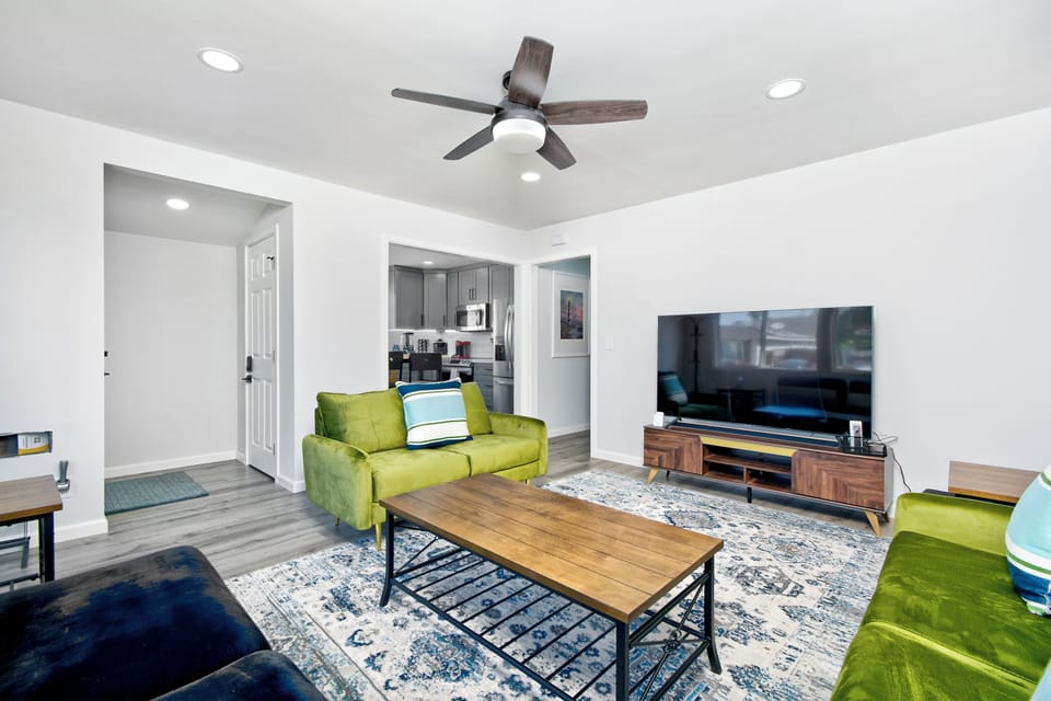 Unit A living area overview with natural light