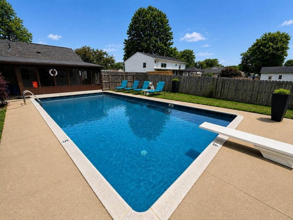 The pool with diving board