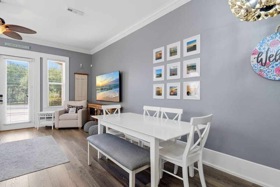 Come and sit at the large dining table with the family.