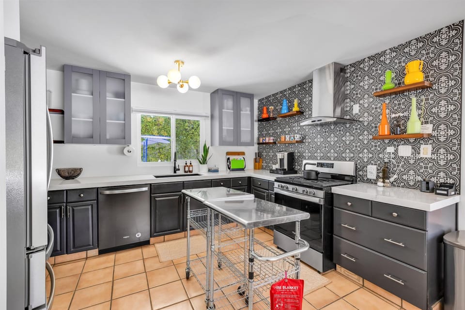 Fully equipped kitchen with modern appliances