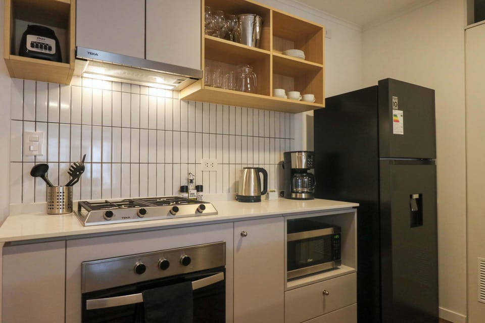 Functional kitchen with everything needed for home cooking
