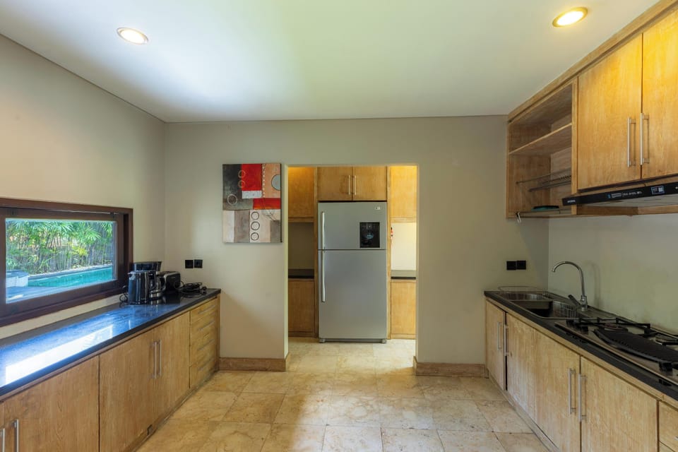 Villa | Private kitchen | Espresso maker, full-size fridge, microwave, oven
