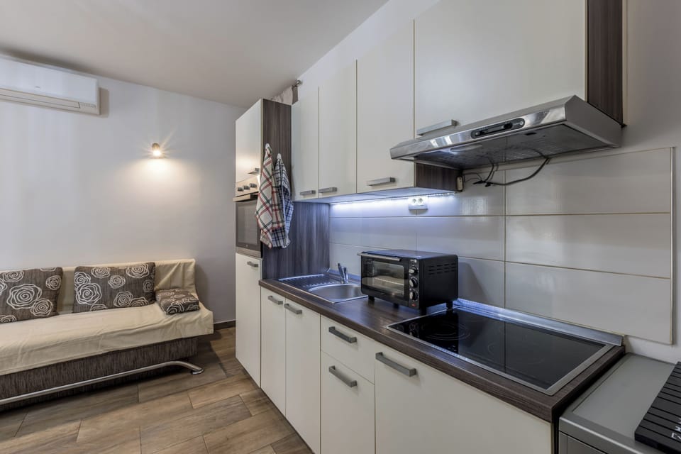 Comfort Studio | Private kitchen | Fridge, microwave, oven, stovetop
