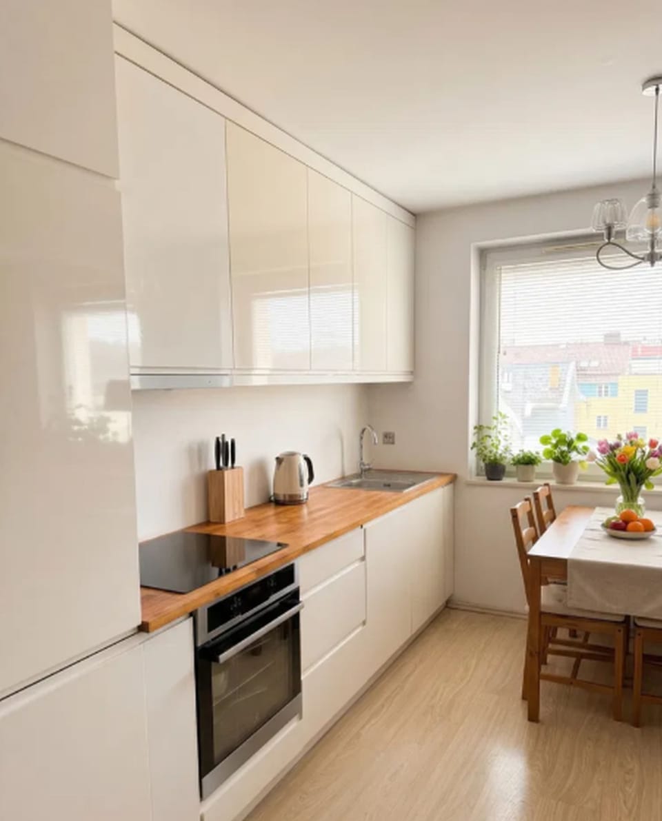 Deluxe Penthouse, City View | Private kitchen | Full-size fridge, microwave, oven, stovetop