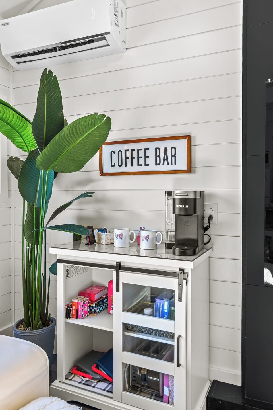 Coffee bar stocked for slow mornings and cozy evenings