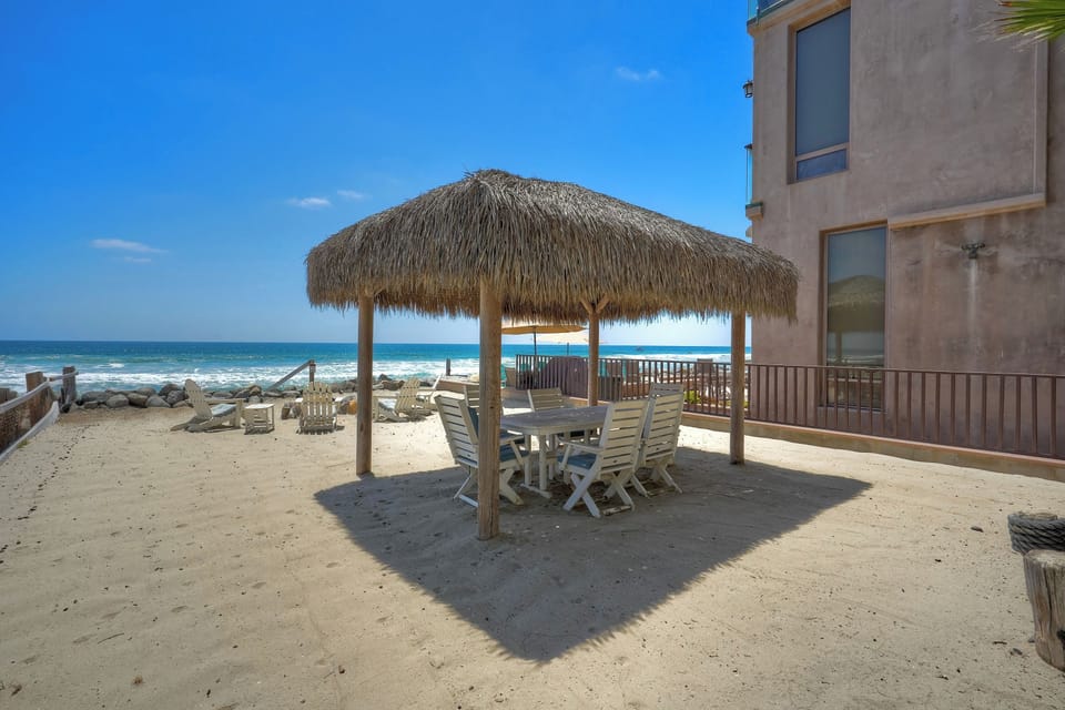 Beachside palapa for shaded outdoor dining