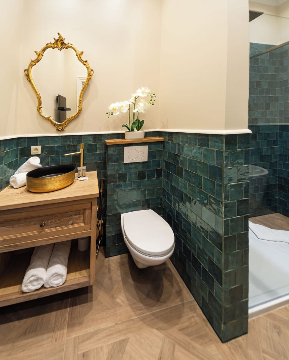 Free toiletries, hair dryer, bidet, towels