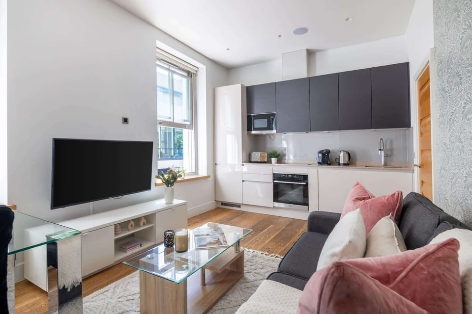 The open-plan living, kitchen and dining area