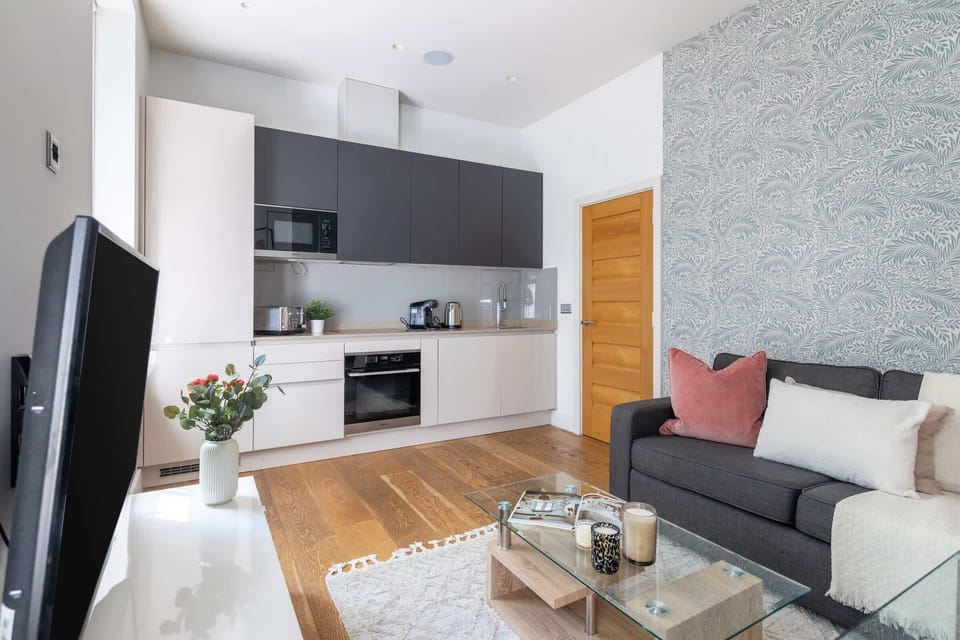 The open-plan living, kitchen and dining area