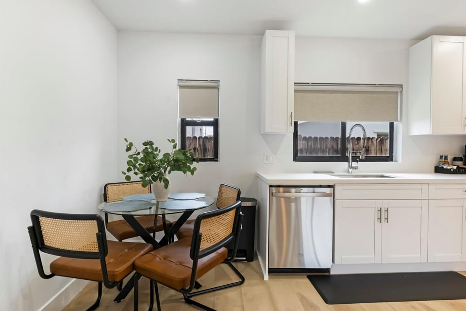 Dining area in open living room and kitchen
