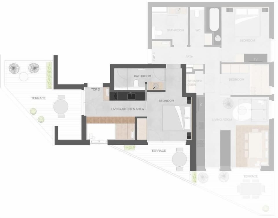 Deluxe Apartment, Kitchen, Mountain View | Floor plan