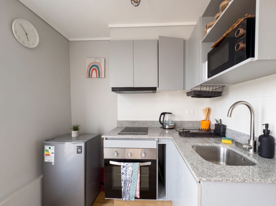 Studio | Private kitchen | Fridge, microwave, oven, cookware/dishes/utensils