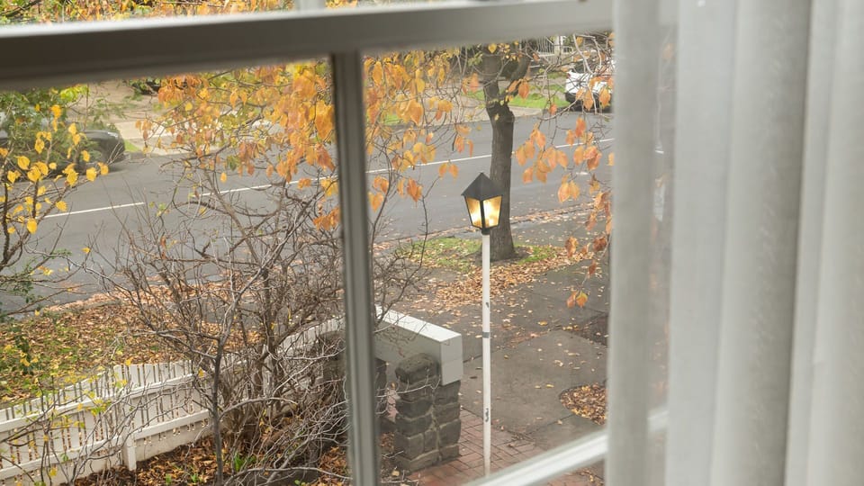 A bright outlook overlooking the local streetscape.