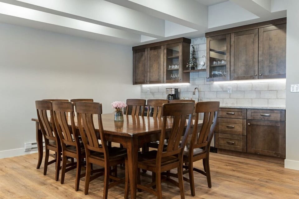 10 person dining table with custom built in bar