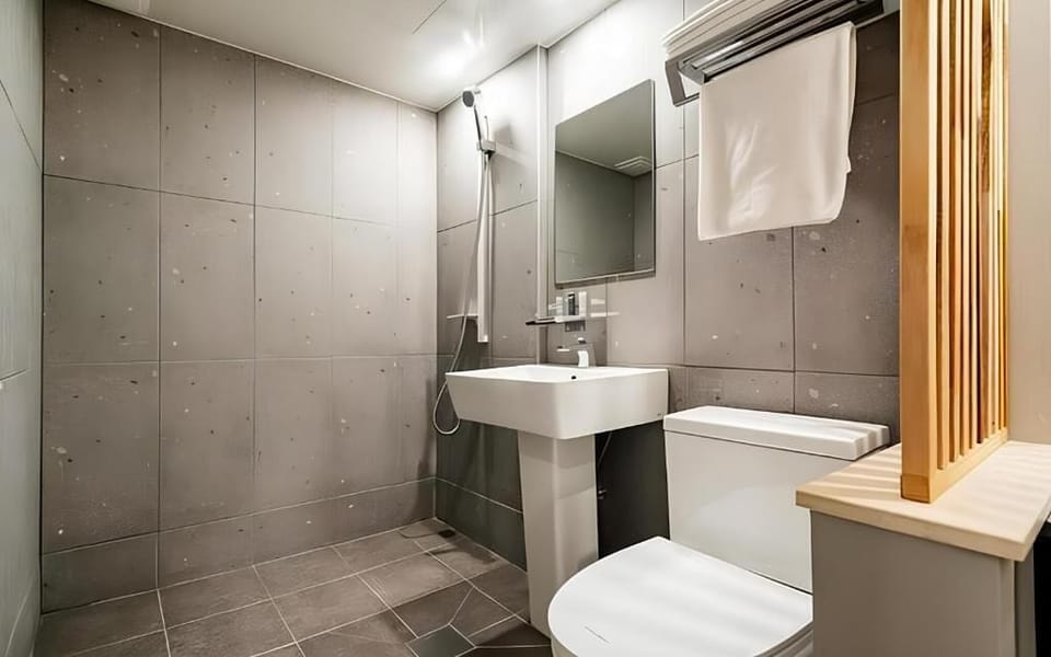 Standard Twin Room | Bathroom | Shower, hair dryer, towels, soap
