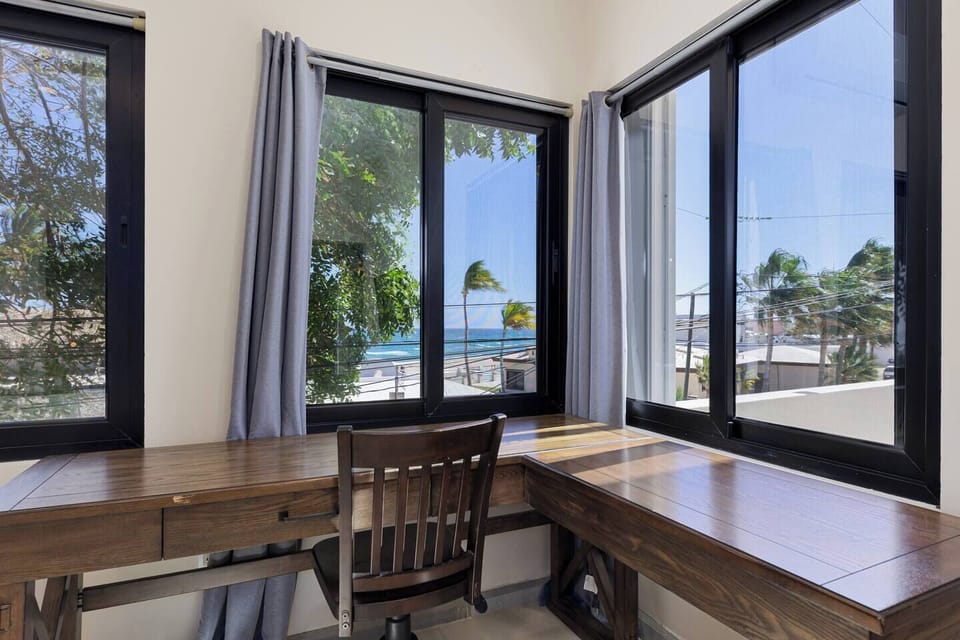 Ocean view from desk in studio bedroom (mid level bedroom)