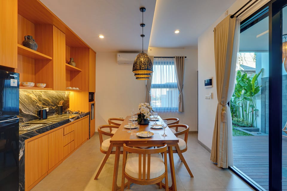 Villa, Balcony, Pool View | Dining