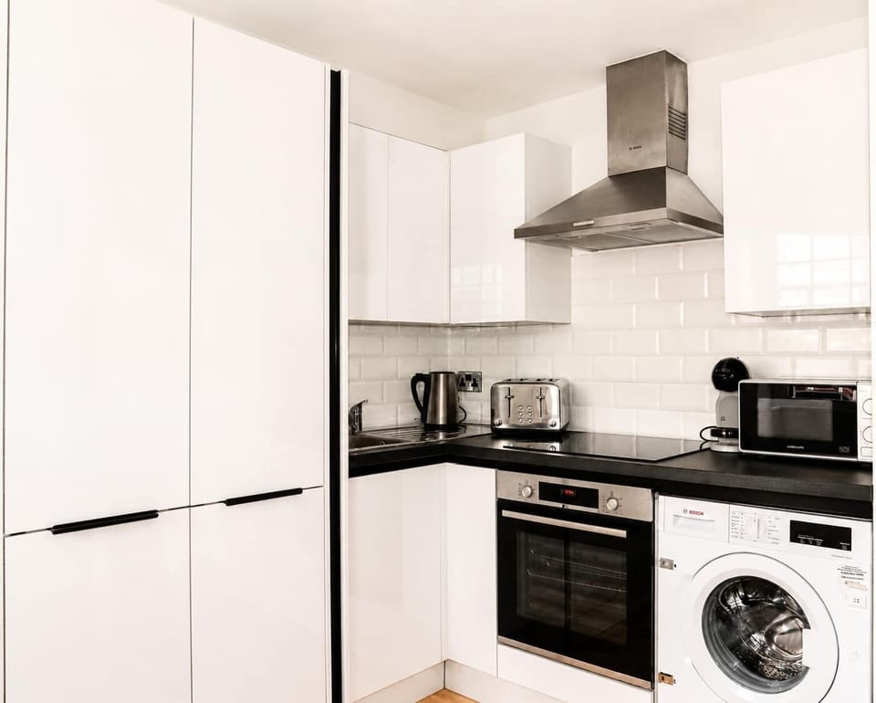 The kitchen is fully equipped to prepare a simple meal 