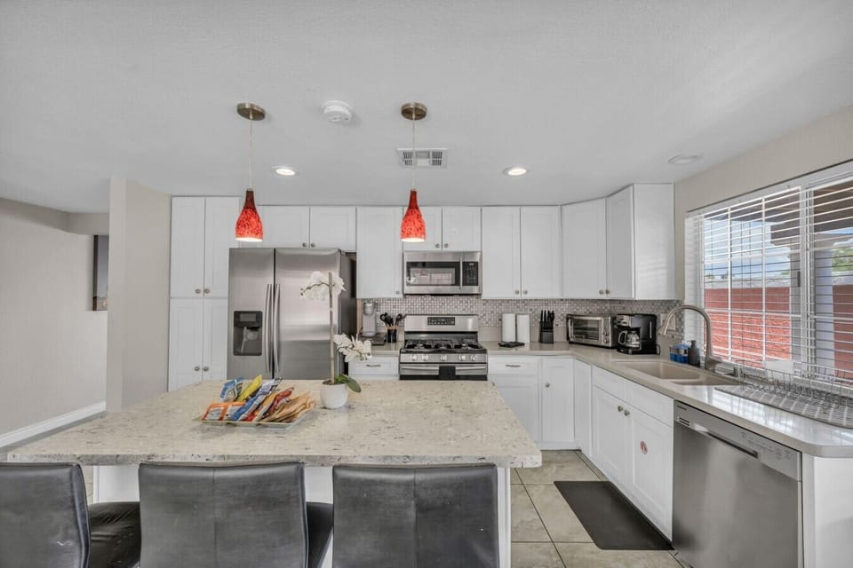 Counter seating keeps the conversation flowing as you cook and eat together.