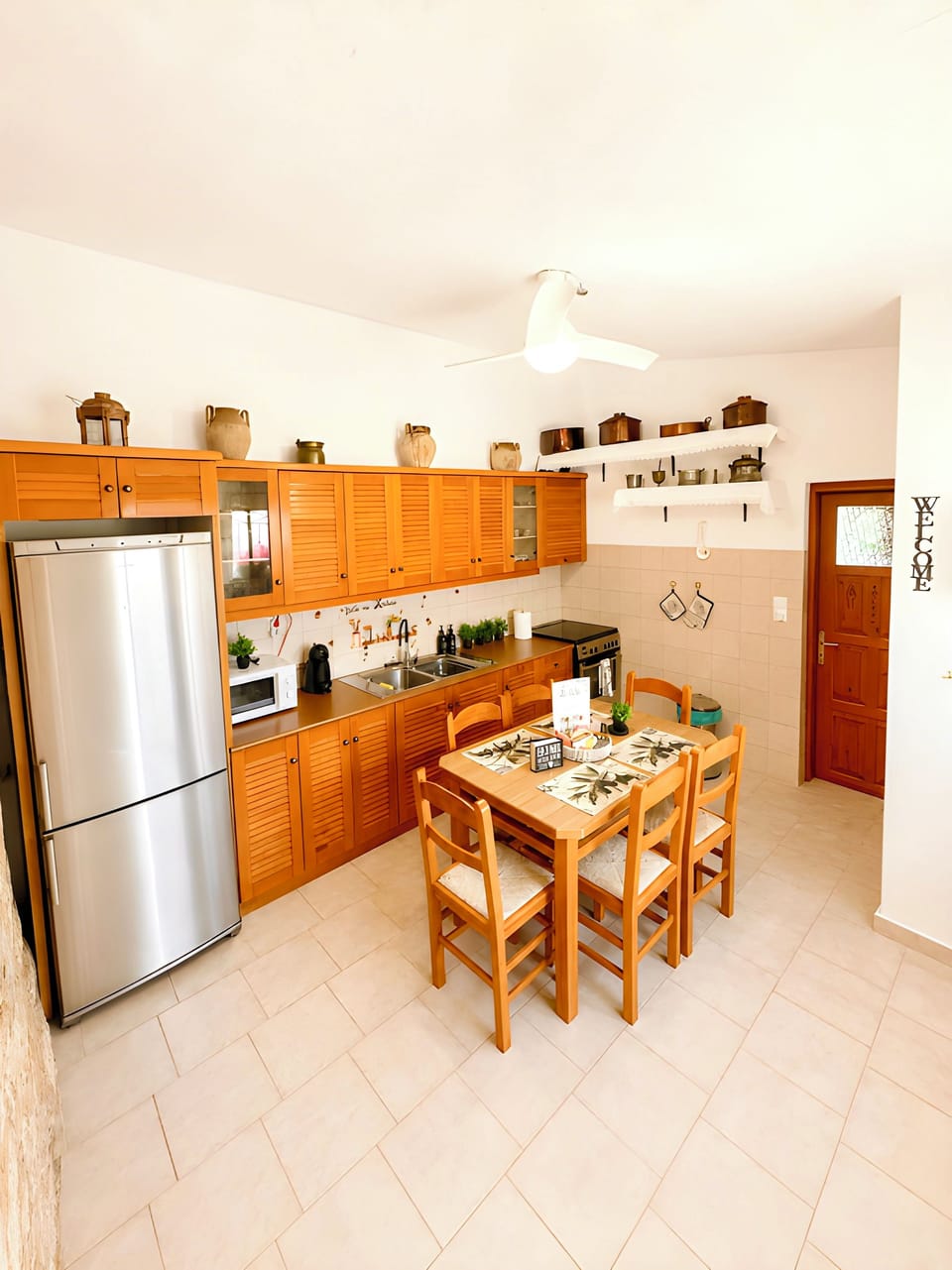 Traditional dining area with Smart TV.