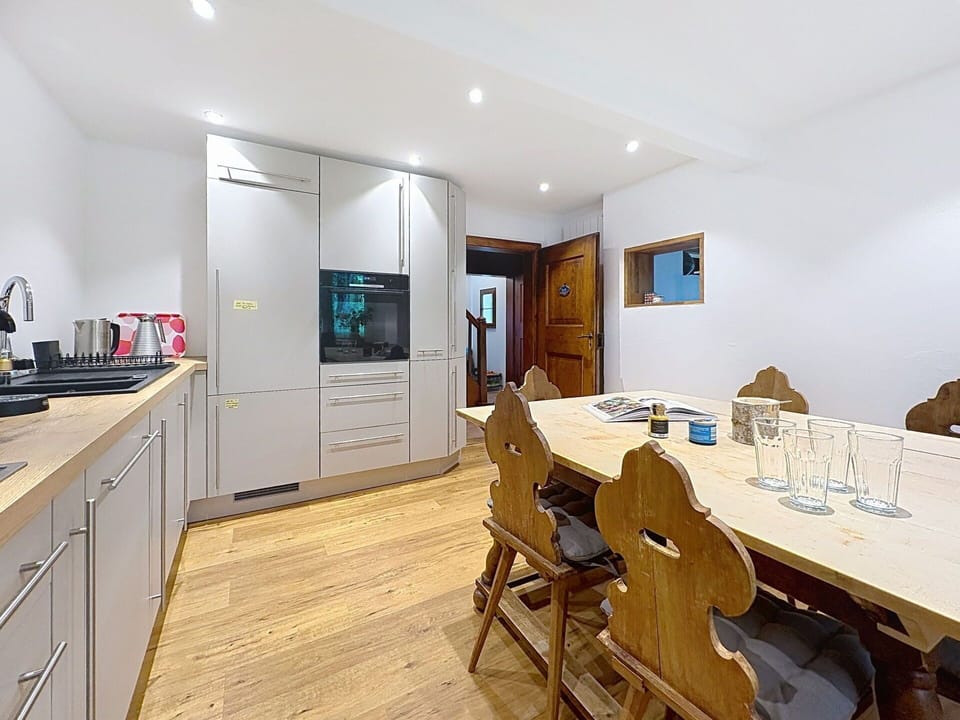 Furniture, Interior Design, Flooring, Kitchen, Wood, Floor, Ceiling, Countertop, Cabinetry, Room