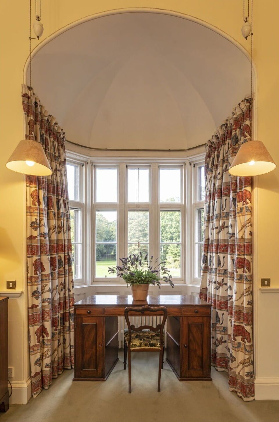 Interior Design, Wood, Flooring, Ceiling, Furniture, Floor, Window Treatment, Window Covering, Lighting, Curtain