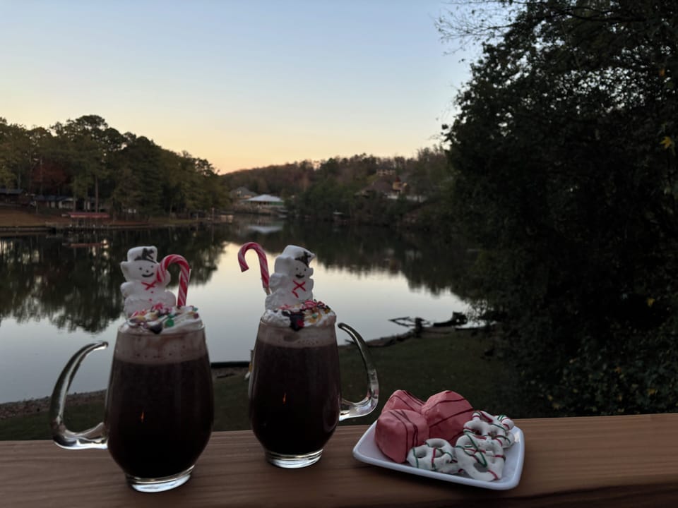 Guest sent us this photo. Coffees on he decks. so cute