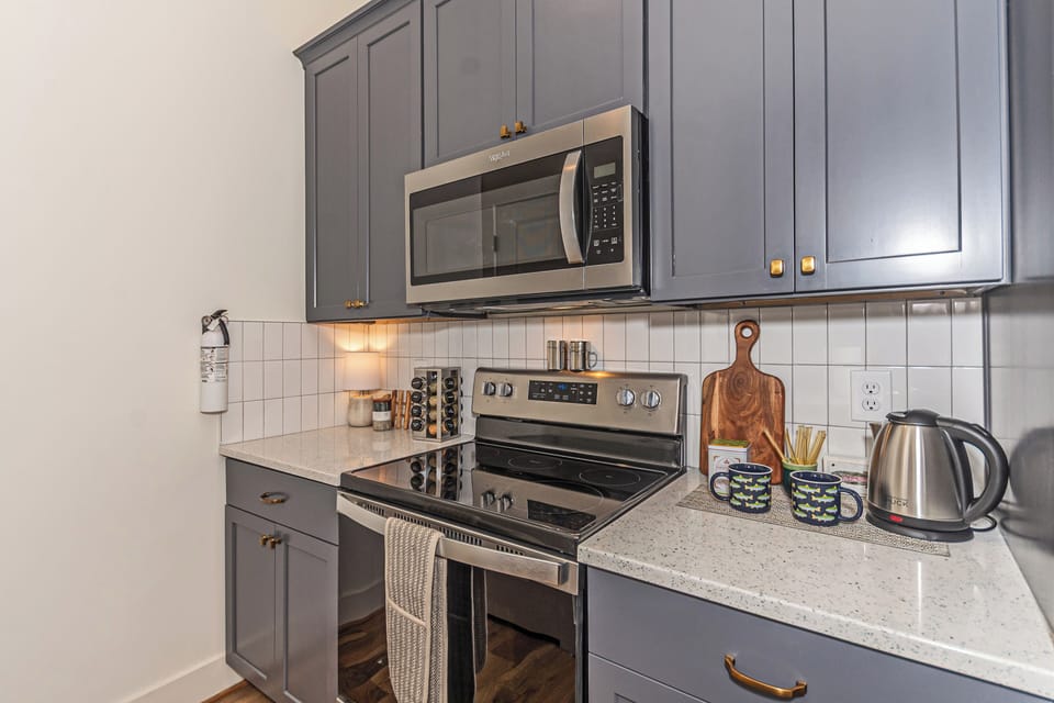 Full electric stove and microwave