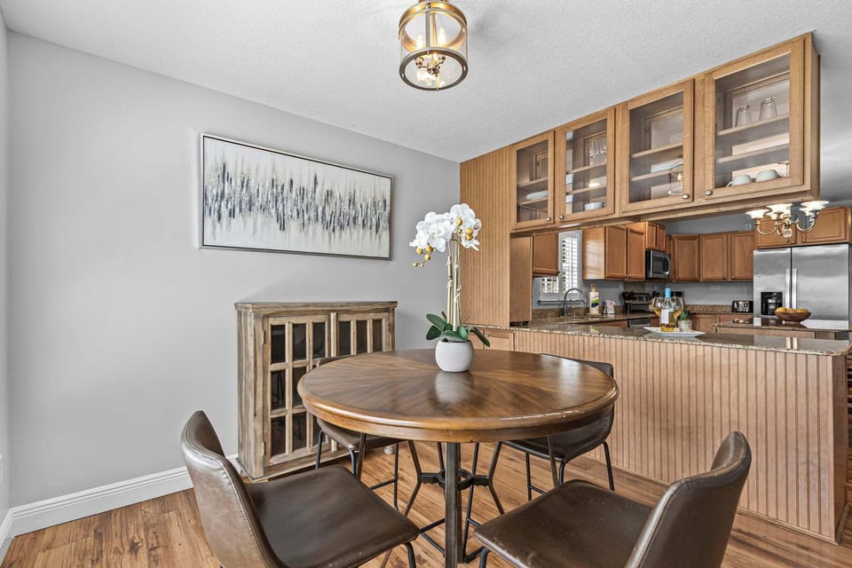 Gather around the dining table to share meals with friends and family